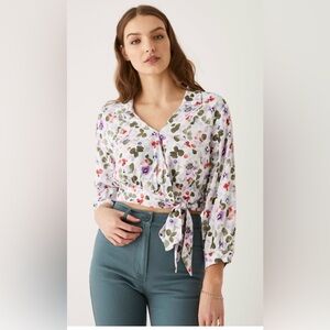 FRANK AND OAK THE PRINTED WRAP TOP SMALL BNWT